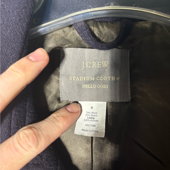 J.Crew Stadium Cloth Nello Gori Double Breasted Peacoat Size 8 Wool Blend - Picture 3 of 4